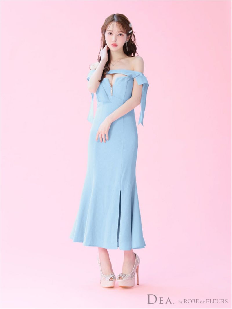 DEA. ディア バイ ローブドフルール オフショルリボンバストジップマーメイドロングキャバドレス de3596-c