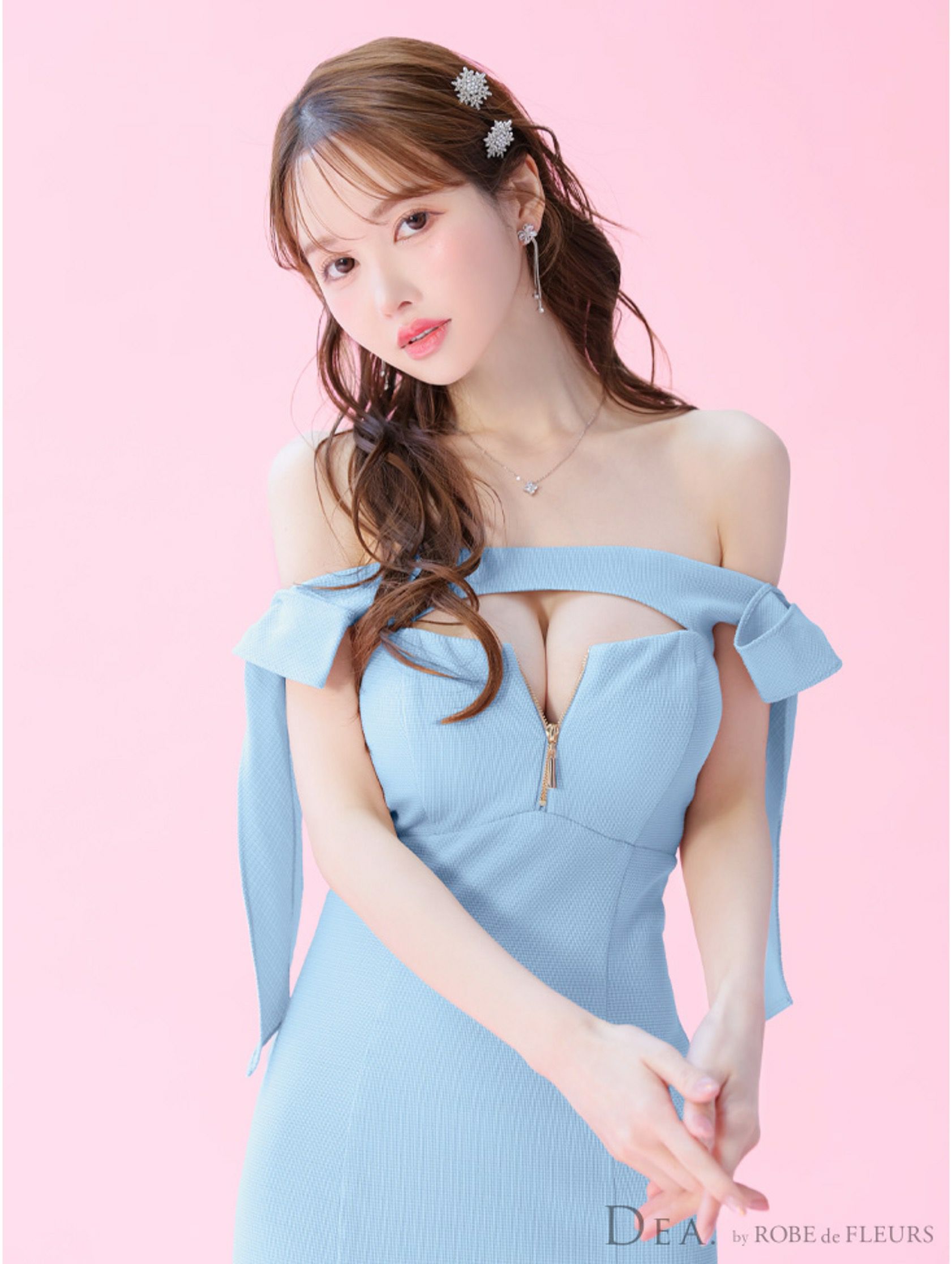 DEA. ディア バイ ローブドフルール オフショルリボンバストジップマーメイドロングキャバドレス de3596-c