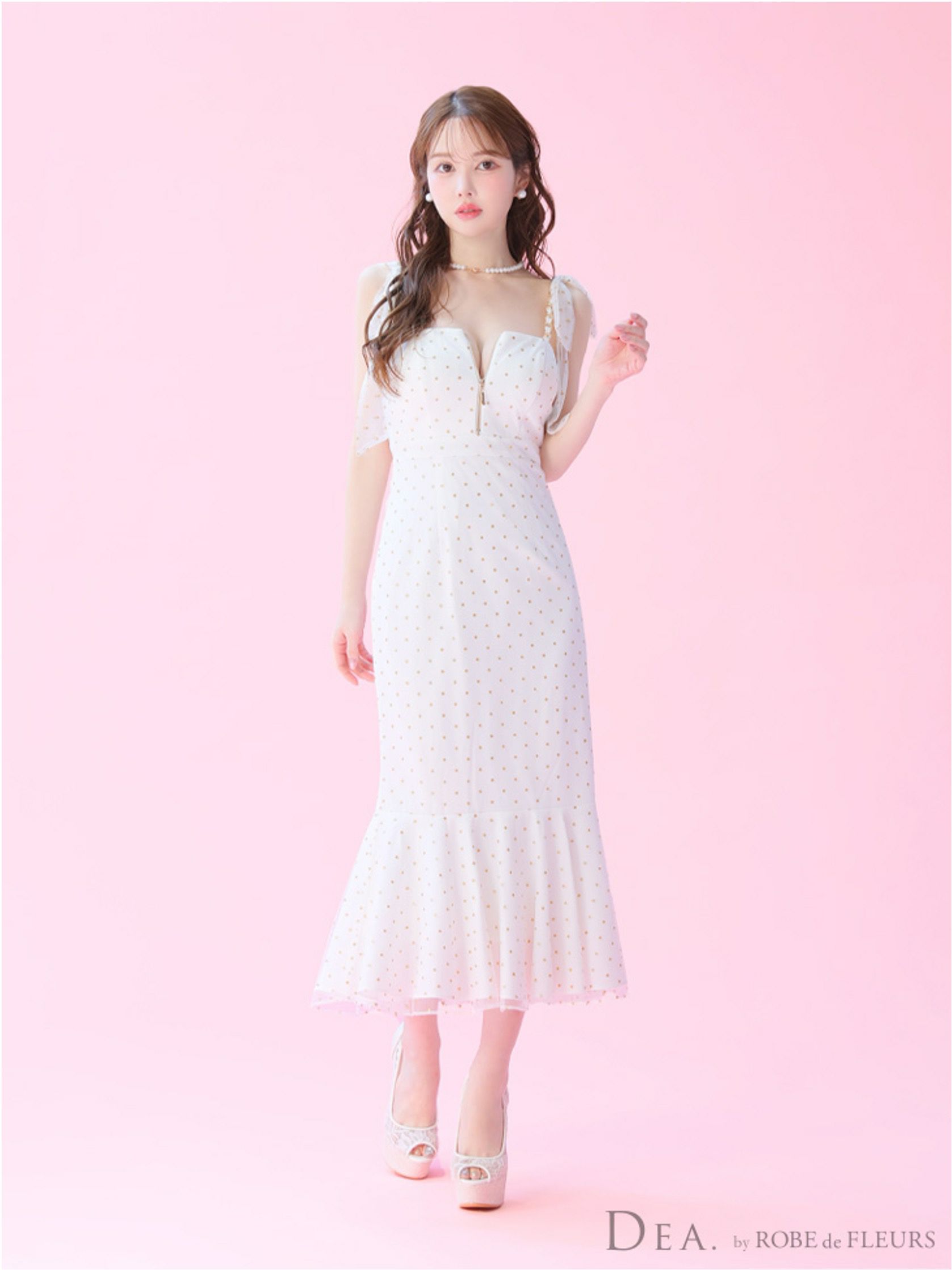 DEA. ディア バイ ローブドフルール ドットチュールマーメイドキャミキャバドレス de3380-c