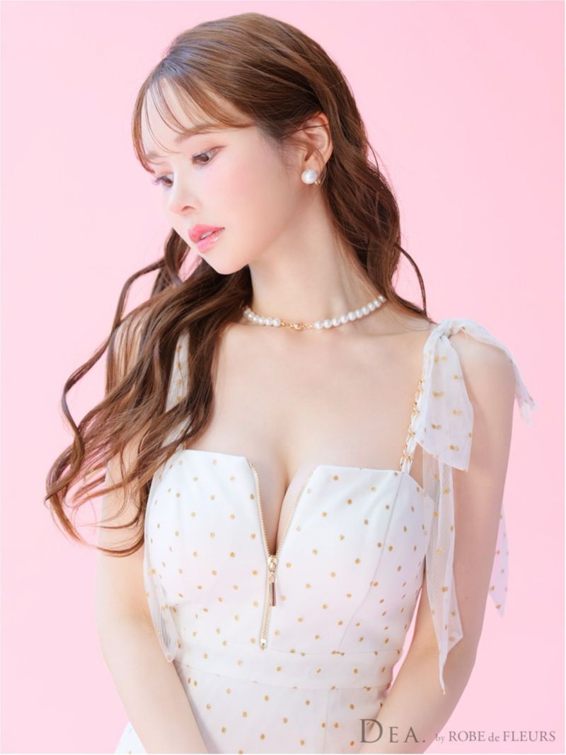 DEA. ディア バイ ローブドフルール ドットチュールマーメイドキャミキャバドレス de3380-c