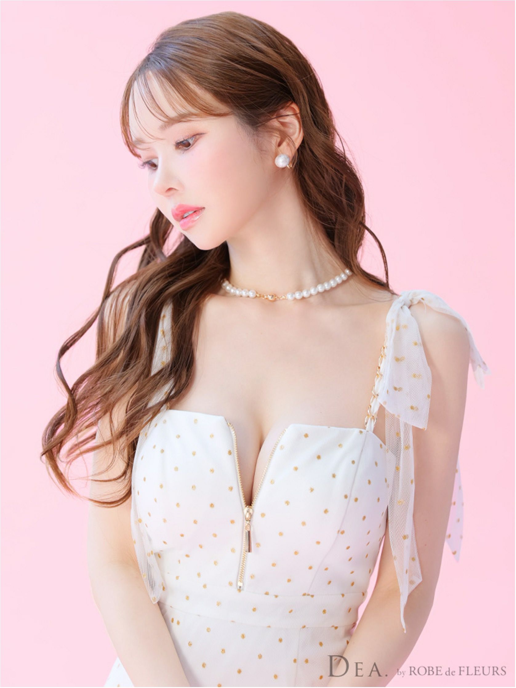 DEA. ディア バイ ローブドフルール ドットチュールマーメイドキャミキャバドレス de3380-c