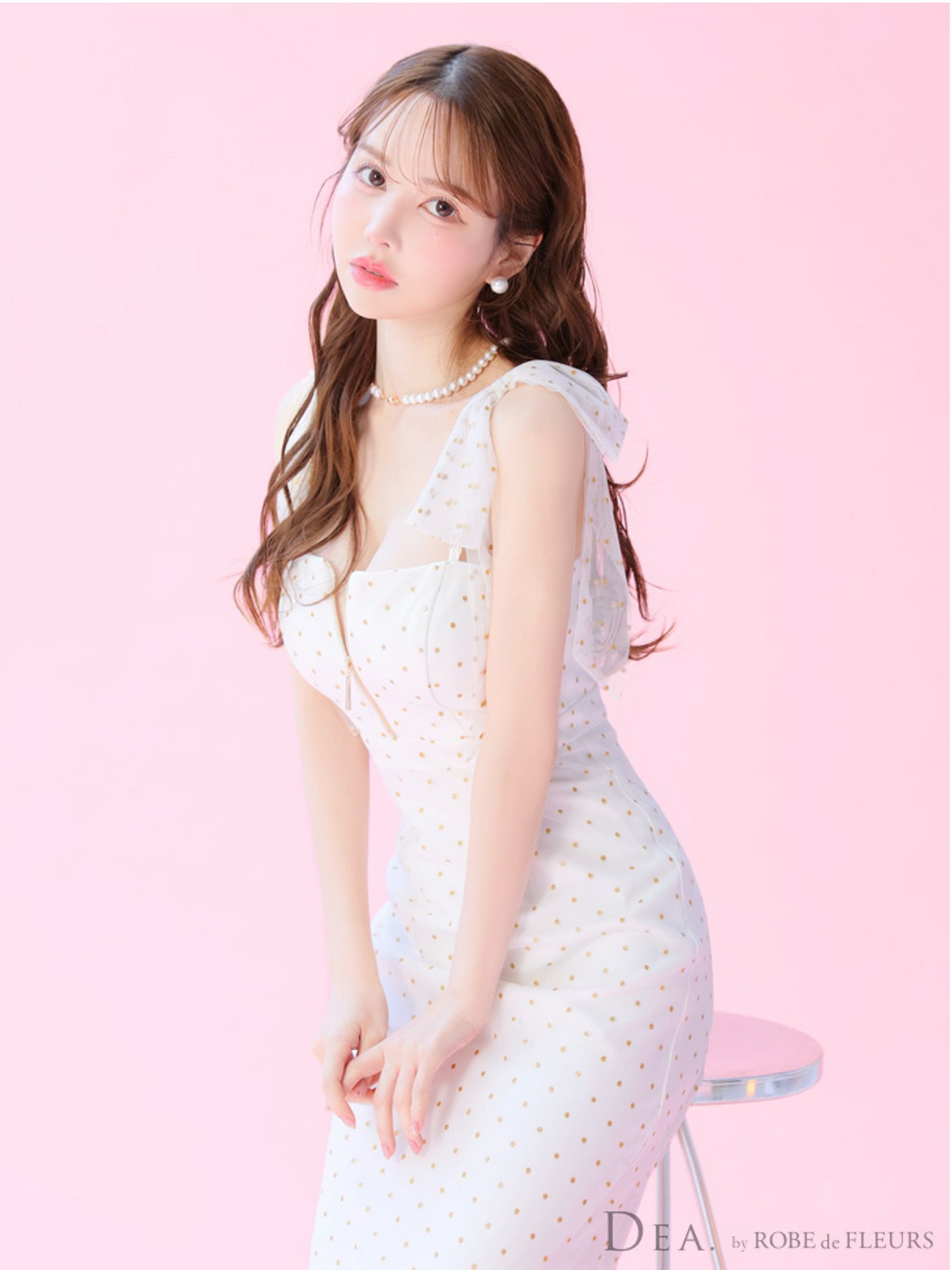 DEA. ディア バイ ローブドフルール ドットチュールマーメイドキャミキャバドレス de3380-c