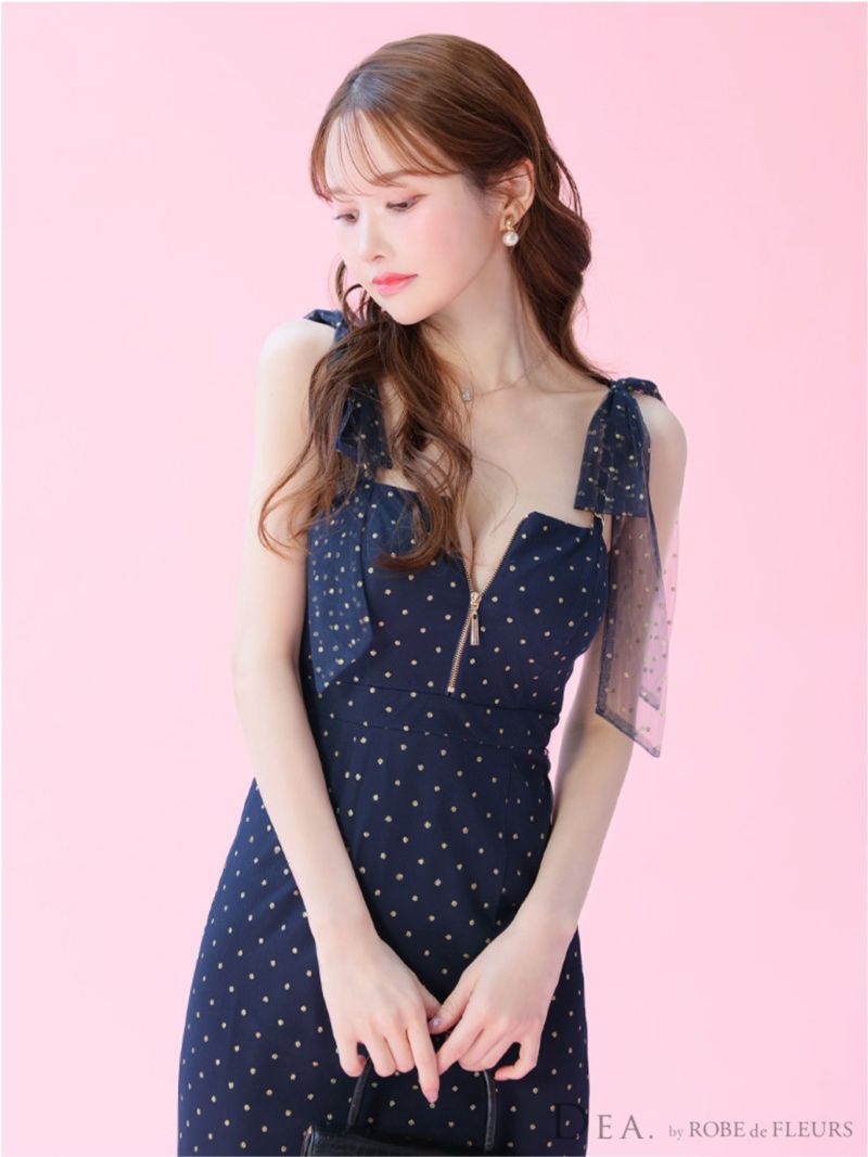 DEA. ディア バイ ローブドフルール ドットチュールマーメイドキャミキャバドレス de3380-c