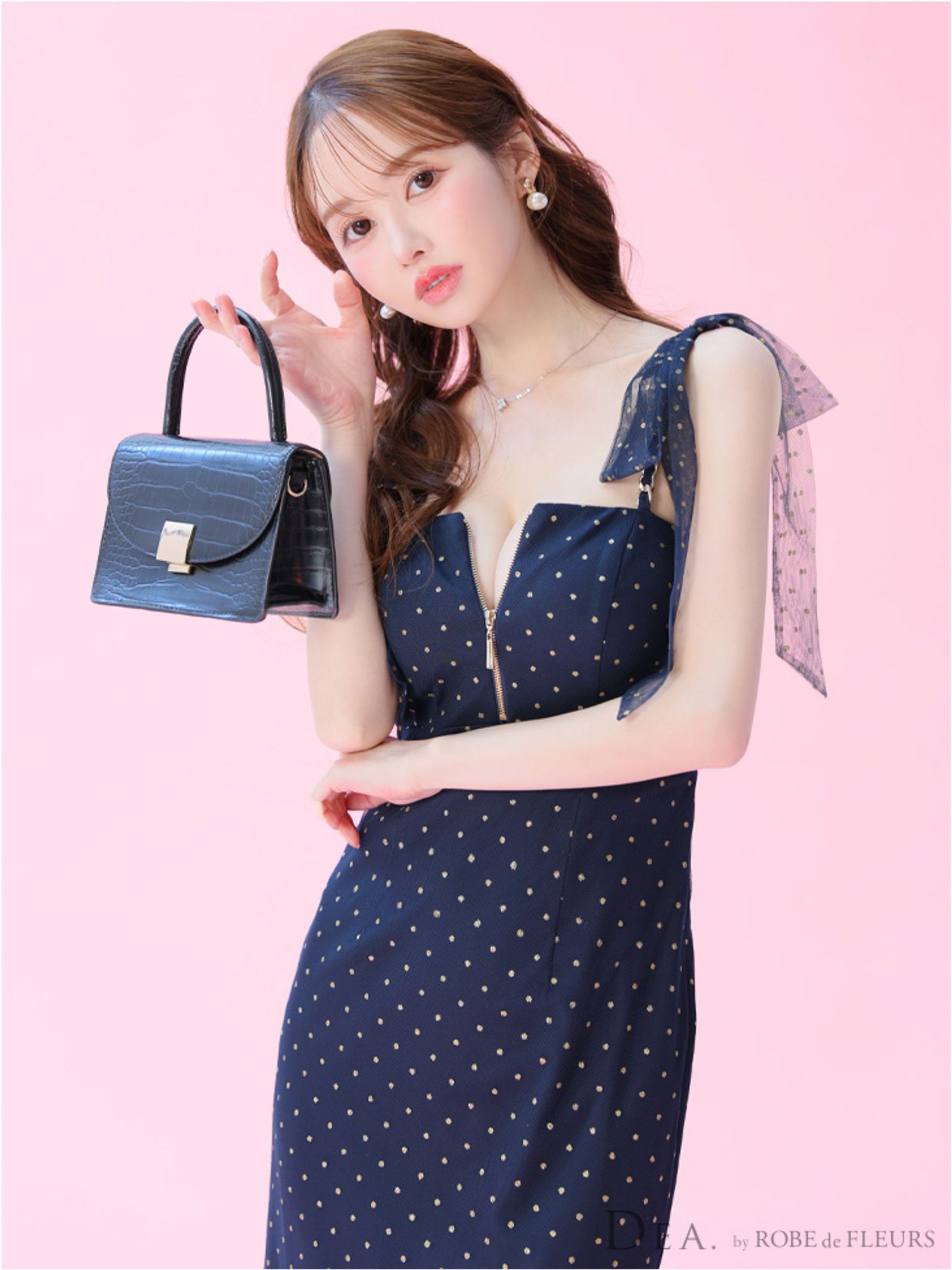 DEA. ディア バイ ローブドフルール ドットチュールマーメイドキャミキャバドレス de3380-c