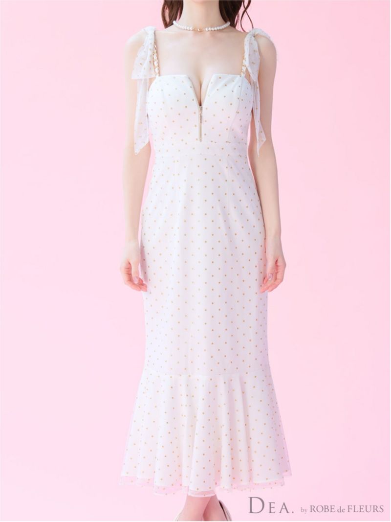 DEA. ディア バイ ローブドフルール ドットチュールマーメイドキャミキャバドレス de3380-c