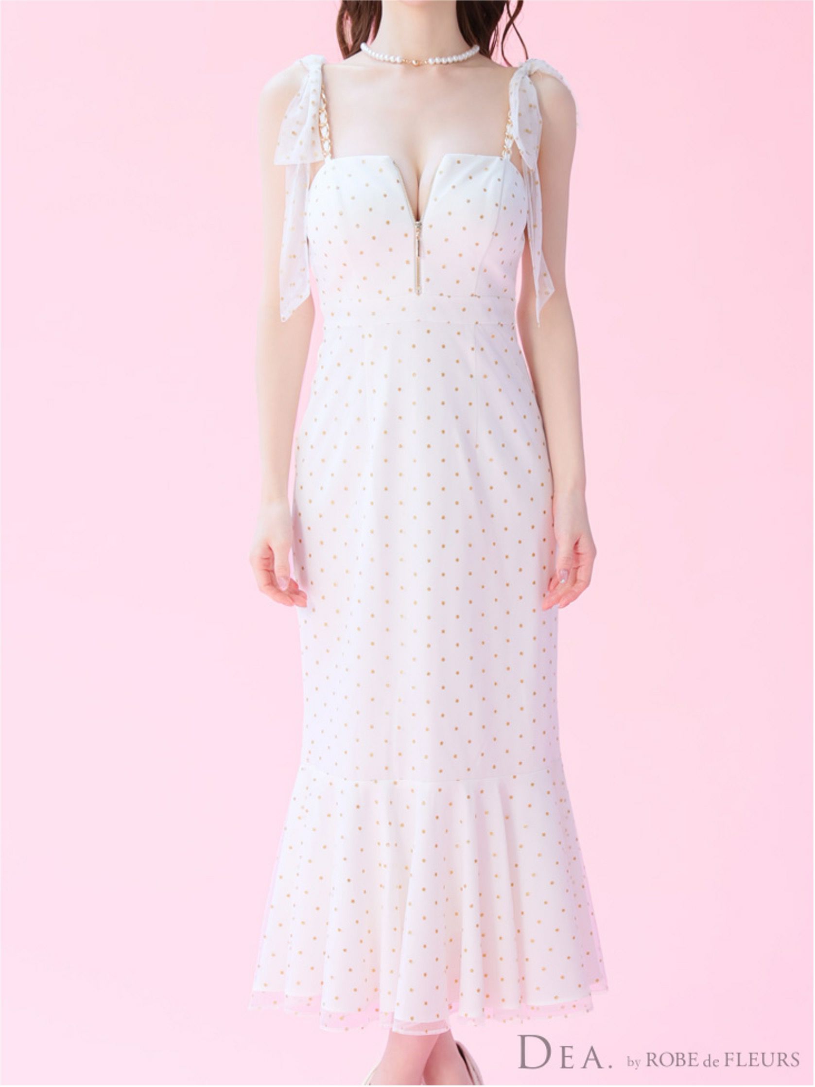 DEA. ディア バイ ローブドフルール ドットチュールマーメイドキャミキャバドレス de3380-c