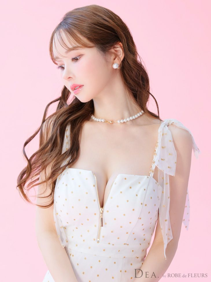 DEA. ディア バイ ローブドフルール ドットチュールマーメイドキャミキャバドレス de3380