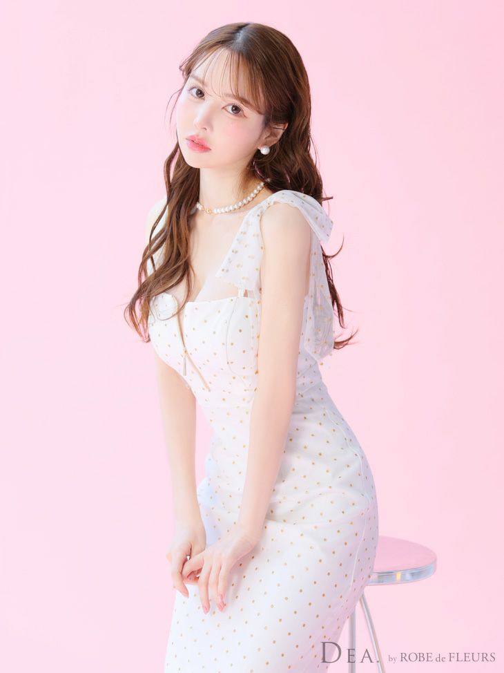 DEA. ディア バイ ローブドフルール ドットチュールマーメイドキャミキャバドレス de3380