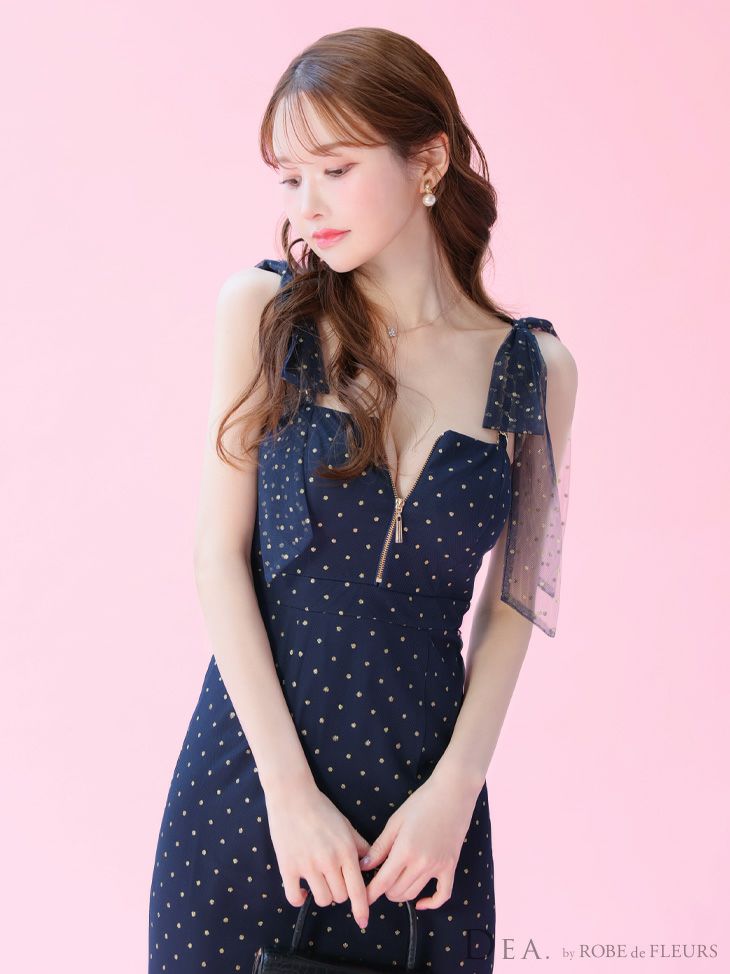 DEA. ディア バイ ローブドフルール ドットチュールマーメイドキャミキャバドレス de3380