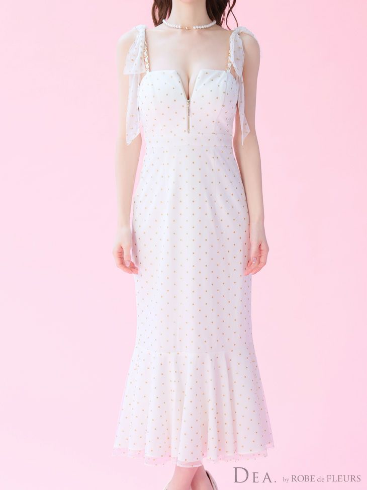 DEA. ディア バイ ローブドフルール ドットチュールマーメイドキャミキャバドレス de3380
