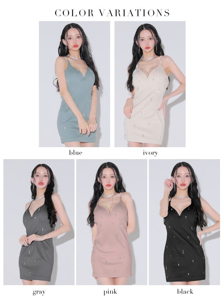 Glossy ローブドフルールグロッシー ビジューホルターシンプルタイトミニキャバドレス gl3594