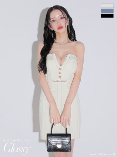 Glossy ローブドフルールグロッシー ブルー センタージップデニム