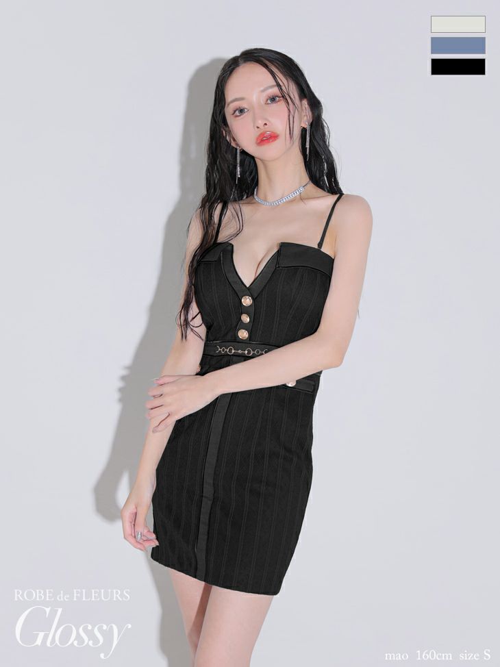 Glossy ローブドフルールグロッシー フロントボタンバストカットタイトミニキャバドレス gl3912