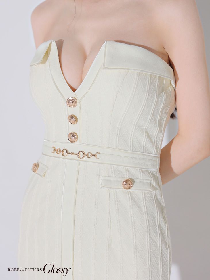 Glossy ローブドフルールグロッシー フロントボタンバストカットタイトミニキャバドレス gl3912