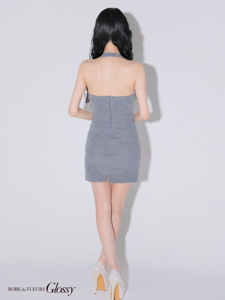Glossy ローブドフルールグロッシー スタッズチュールホルターセットアップミニキャバドレス gl3910