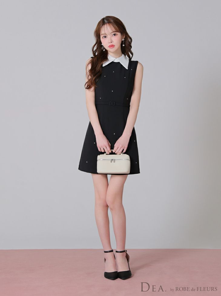 DEA. ディア バイ ローブドフルール 襟付きノースリーブシンプルタイトミニキャバドレス de3384-c
