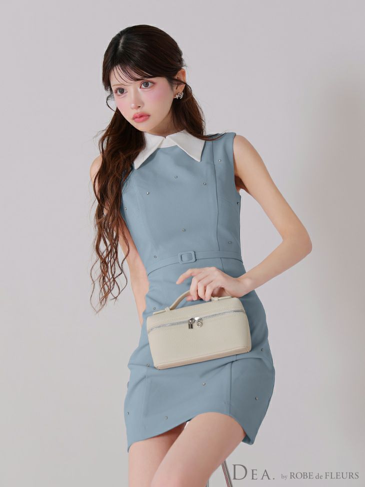 DEA. ディア バイ ローブドフルール 襟付きノースリーブシンプルタイトミニキャバドレス de3384-c