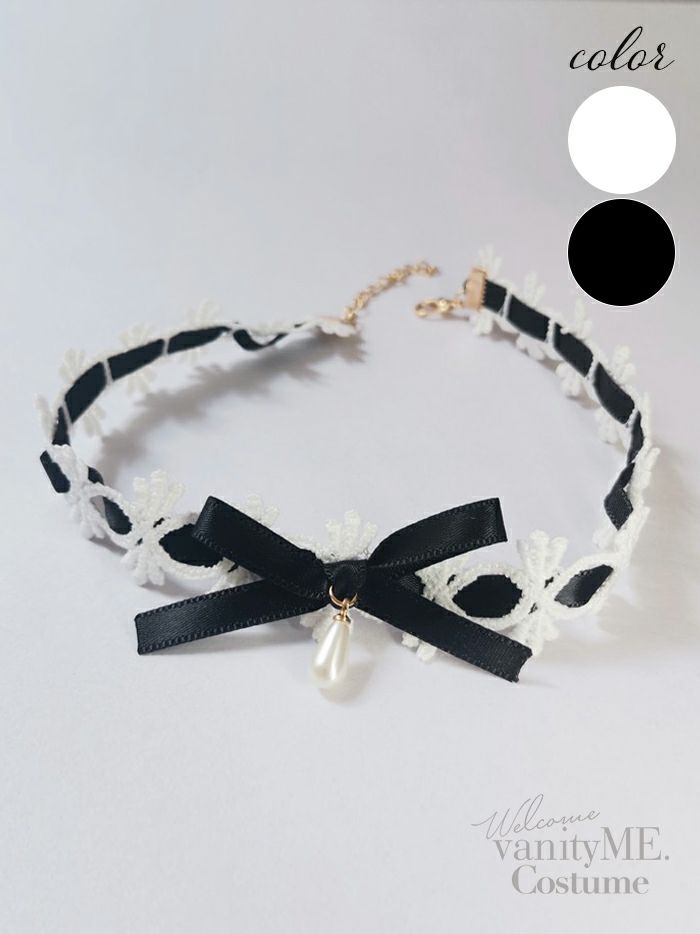 プチリボンレースチョーカー [ ブラック/ホワイト ] vcsit-25006