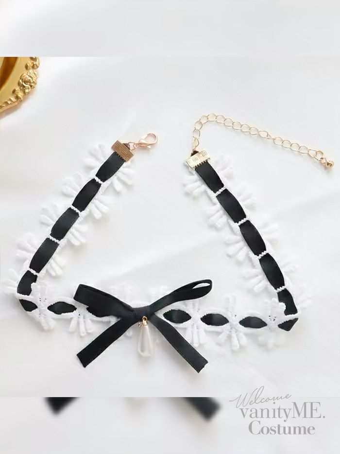 プチリボンレースチョーカー [ ブラック/ホワイト ] vcsit-25006