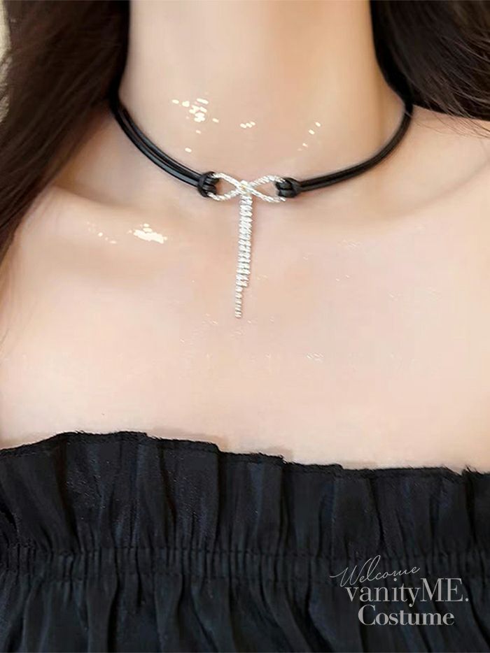 ビジューリボン×レザーチョーカー vcsit-25007