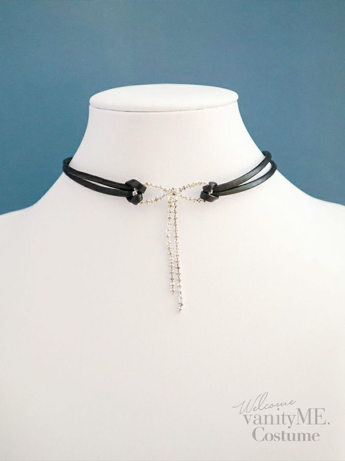 ビジューリボン×レザーチョーカー vcsit-25007