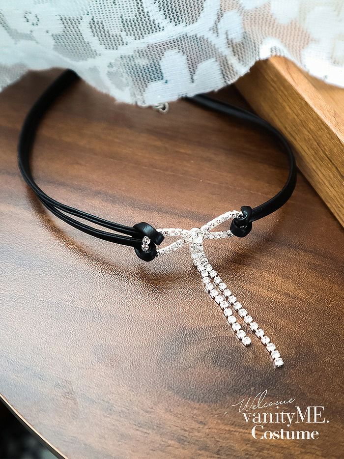 ビジューリボン×レザーチョーカー vcsit-25007