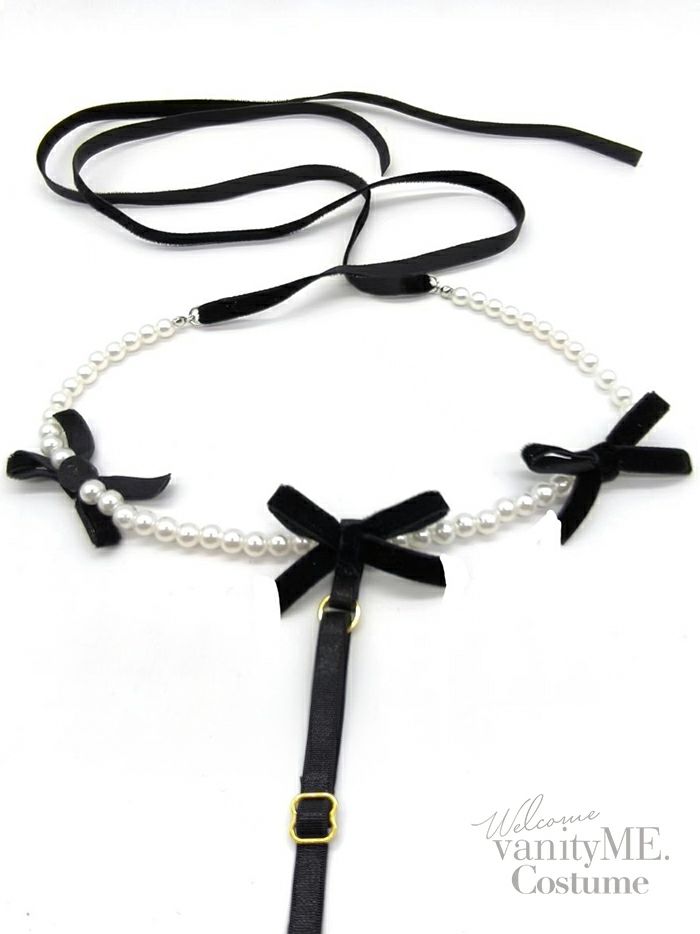 パールリボンチョーカー付きハーネスベルト vcsit-25008
