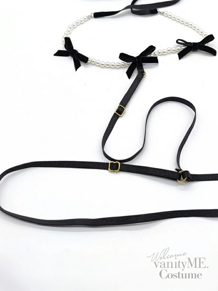 パールリボンチョーカー付きハーネスベルト vcsit-25008