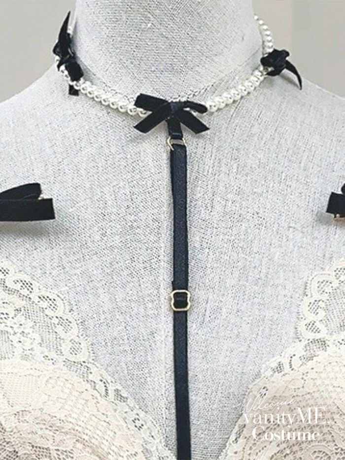 パールリボンチョーカー付きハーネスベルト vcsit-25008