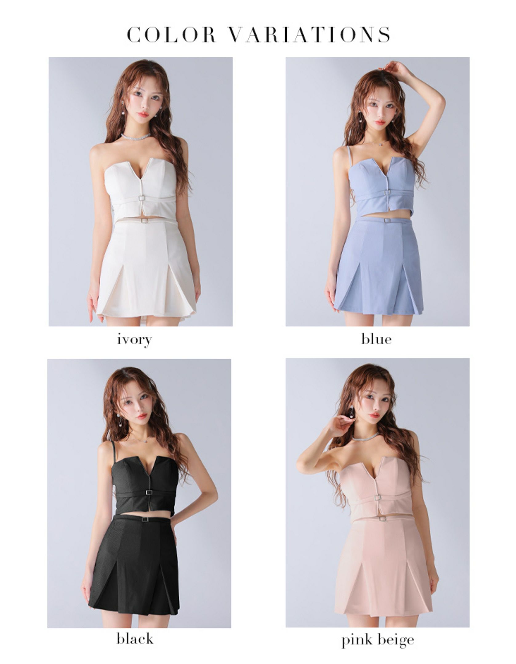 Glossy ローブドフルールグロッシー バストカットベルトプリーツセットアップミニキャバドレス gl3588-c