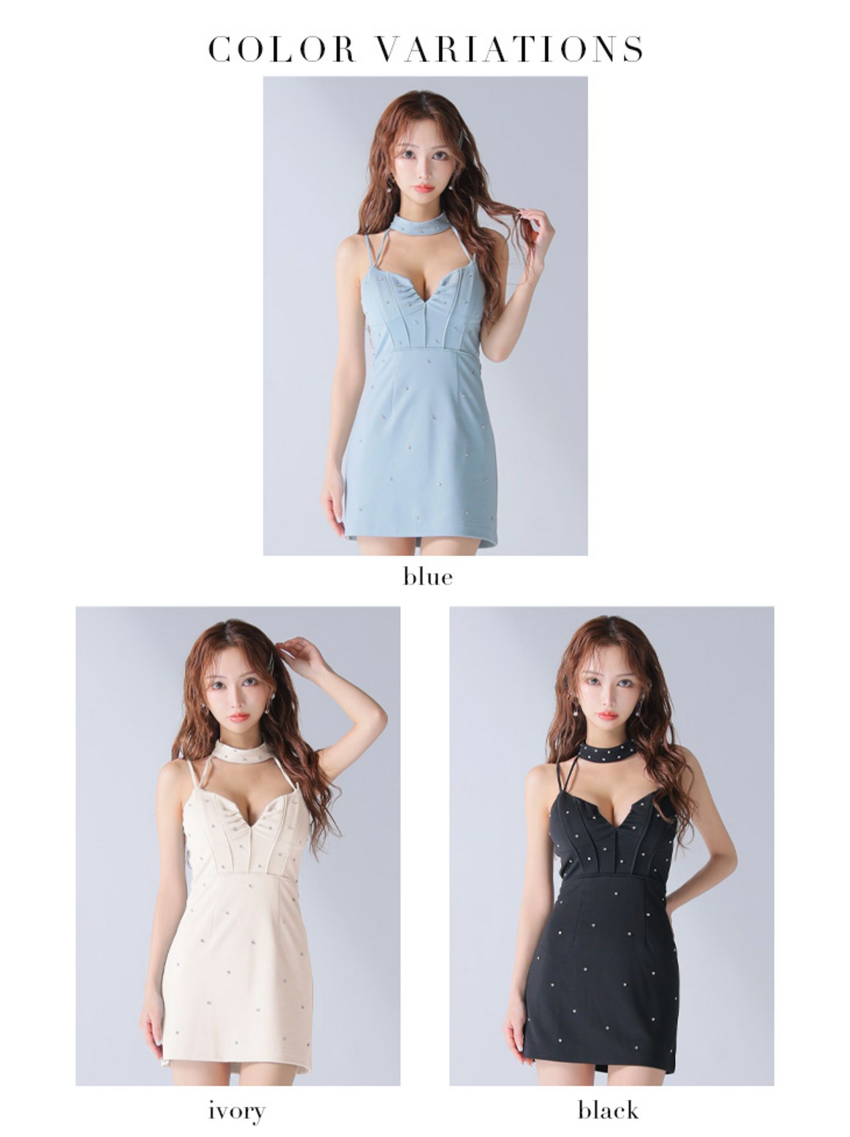 Glossy ローブドフルールグロッシー チョーカーデザインバストカットビジューミニキャバドレス gl3918-c