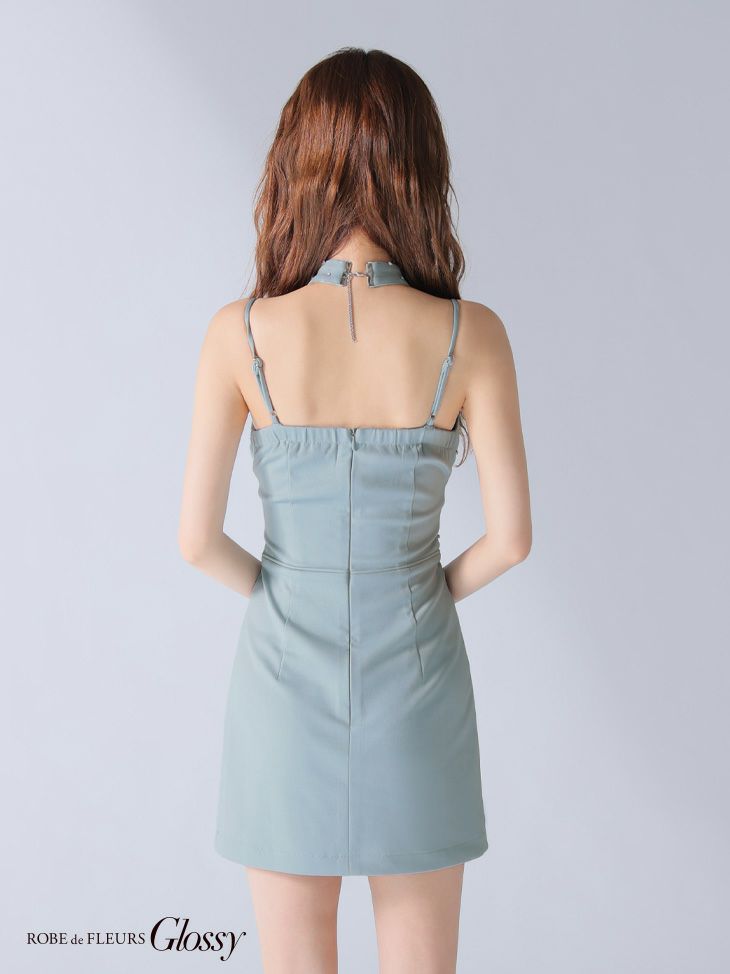 Glossy ローブドフルールグロッシー チョーカーデザインバストカットビジューミニキャバドレス gl3918