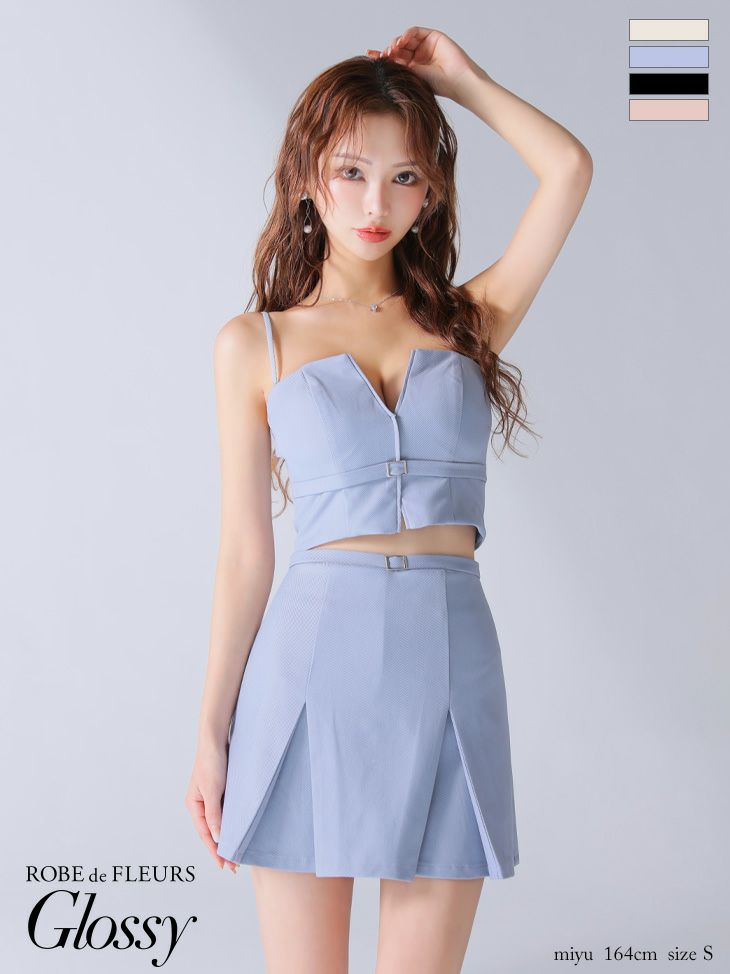 ROBE de 有し FLEURS Glossy ミニドレス 水色 xs 