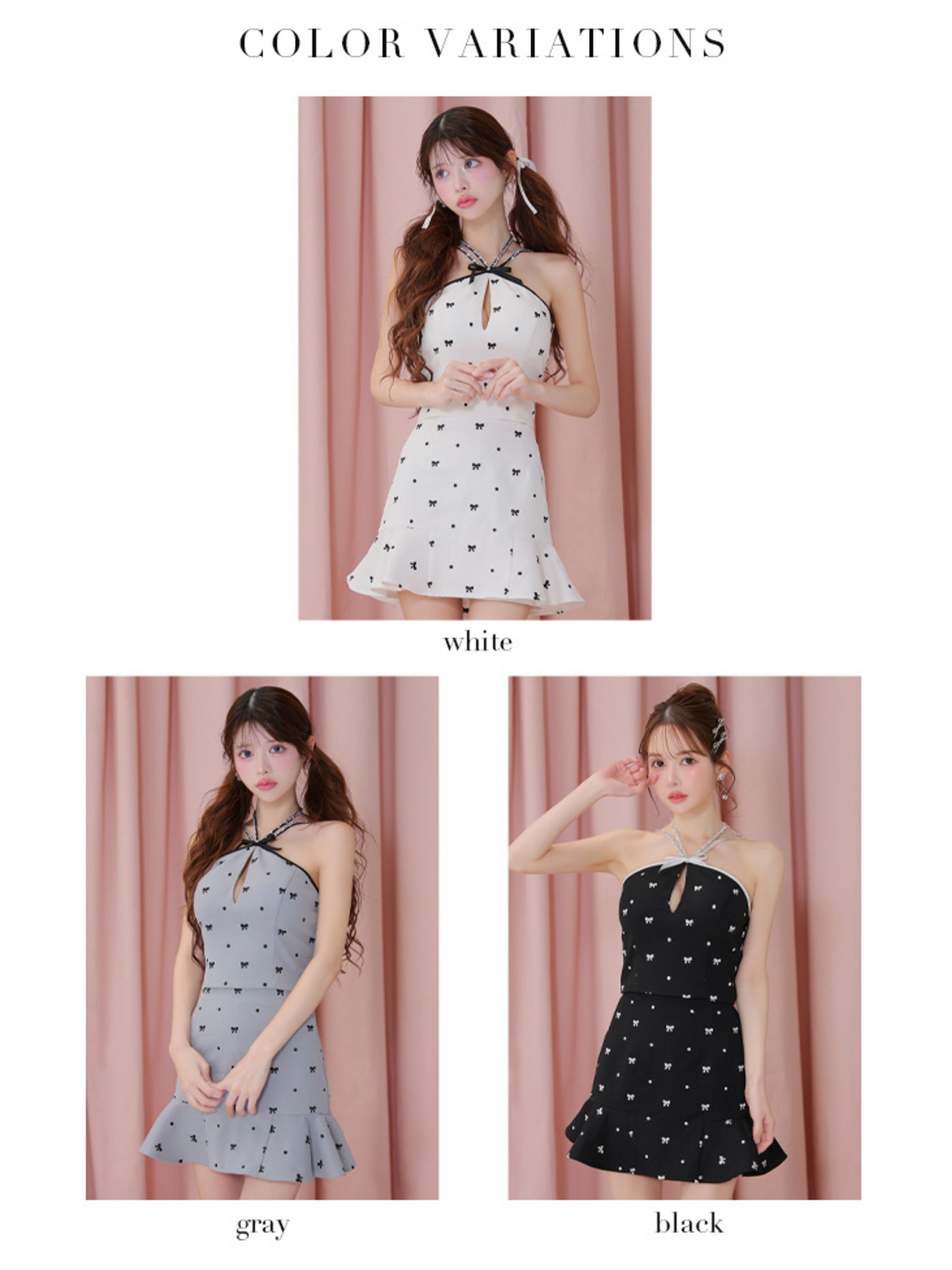  ROBE de FLEURS ローブドフルール リボン柄バストカットセットアップセミフレアミニキャバドレス fm3363-c