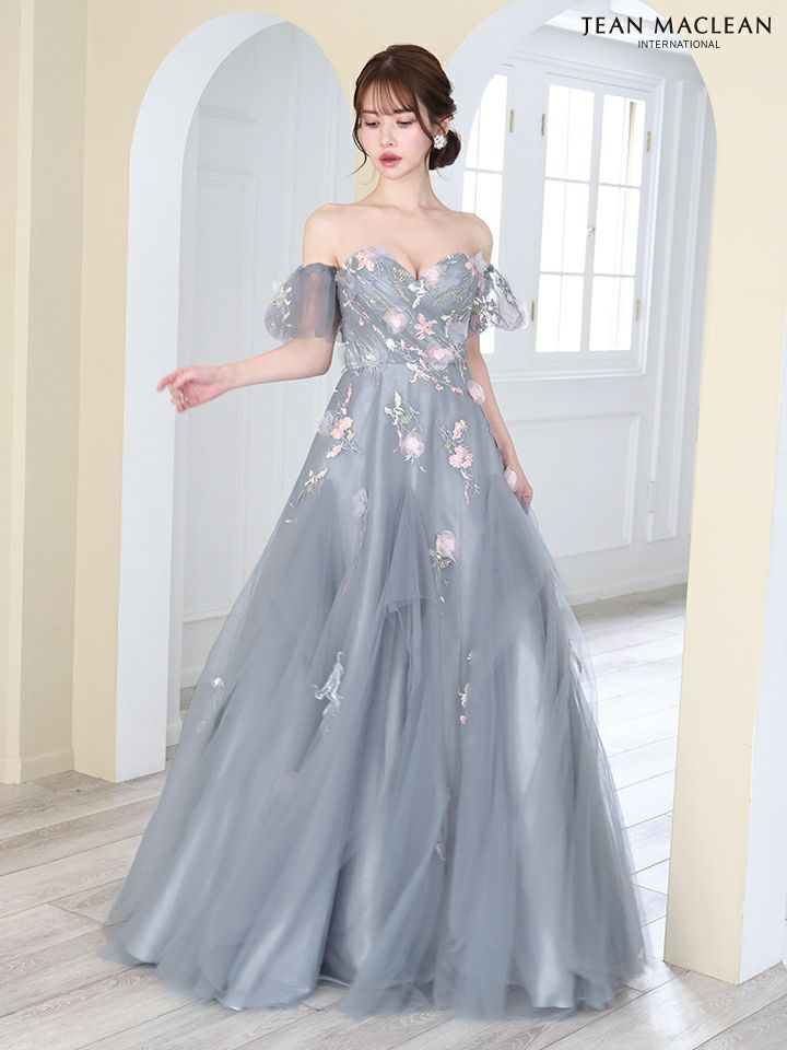 JEAN MACLEAN ジャンマクレーン 花柄刺繍/パフスリーブ付き/オフショル/2way/姫/ロングドレス ja51829