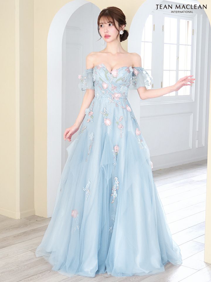 JEAN MACLEAN ジャンマクレーン 花柄刺繍/パフスリーブ付き/オフショル/2way/姫/ロングドレス ja51829