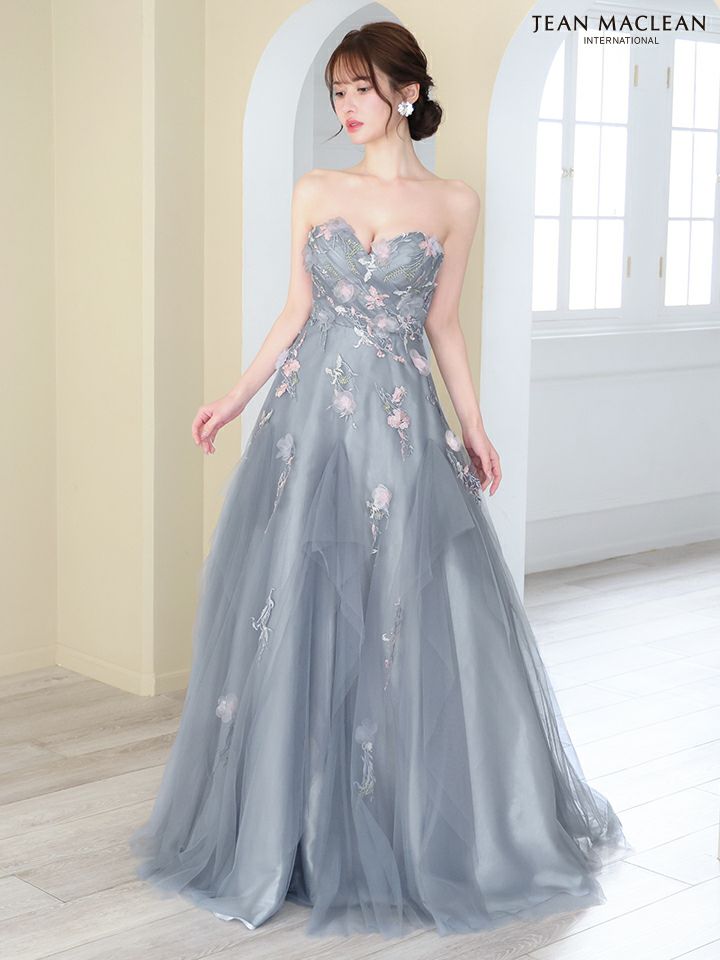 JEAN MACLEAN ジャンマクレーン 花柄刺繍/パフスリーブ付き/オフショル/2way/姫/ロングドレス ja51829