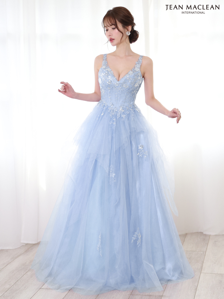 JEAN MACLEAN ジャンマクレーン フラワービジュー/ペプラム/スパンコールレース/姫/ロングドレス ja51828