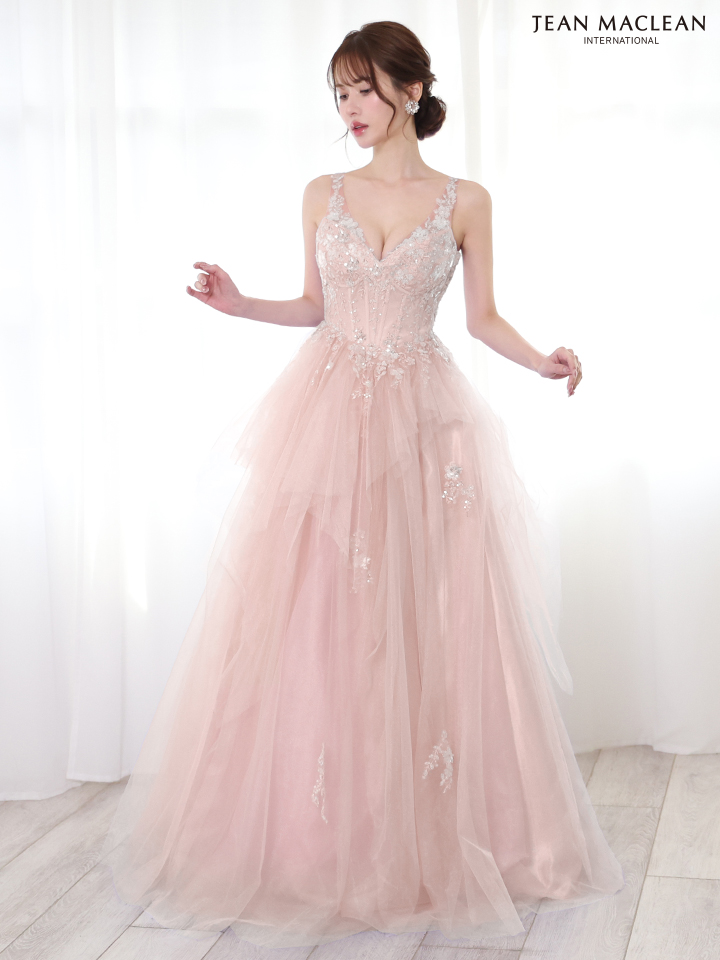 JEAN MACLEAN ジャンマクレーン フラワービジュー/ペプラム/スパンコールレース/姫/ロングドレス ja51828