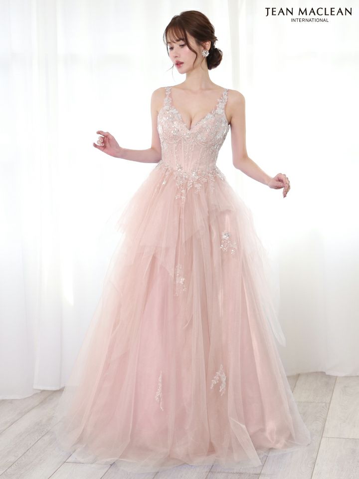 JEAN MACLEAN ジャンマクレーン フラワービジュー/ペプラム/スパンコールレース/姫/ロングドレス ja51828