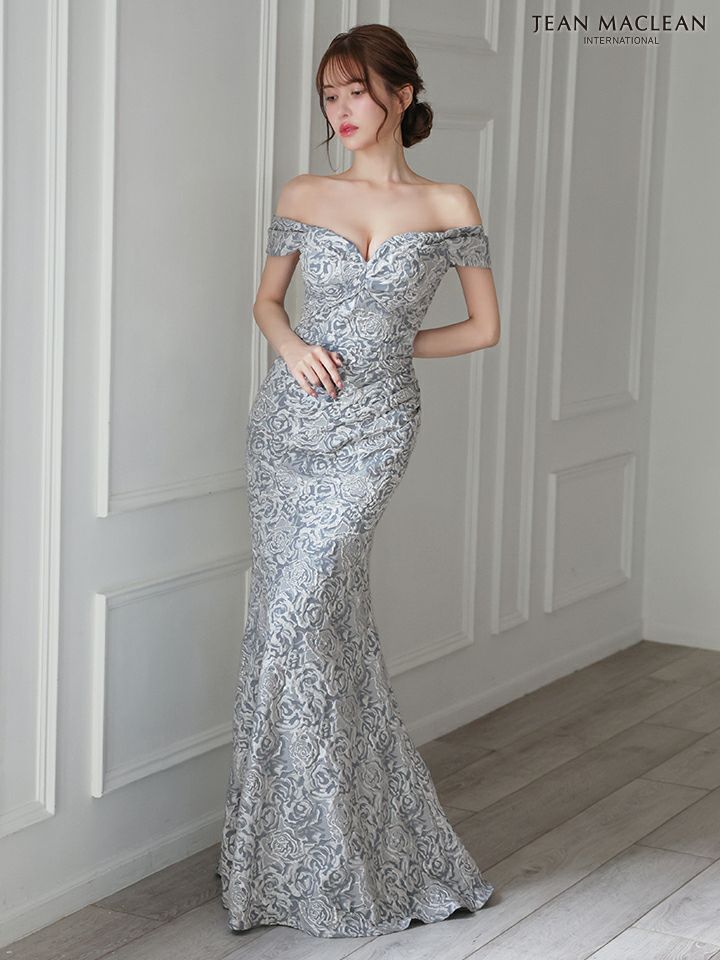 JEAN MACLEAN ジャンマクレーン ローズ柄総レース/オフショル/マーメイド/タイト ロングドレス ja51825-ks