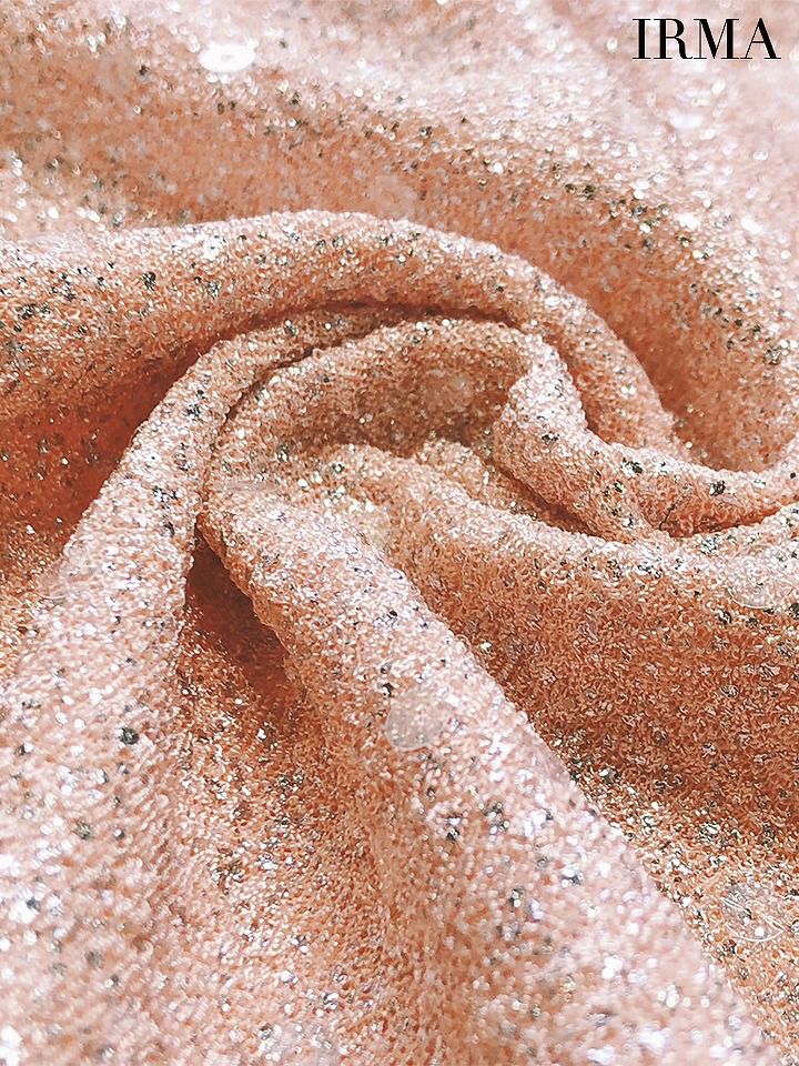 IRMA イルマ スパンコールラメニット/サイドシアー/アシンメトリーバストカット/スリット入り/タイト ロングドレス ir51822