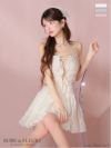 ROBE de FLEURS ローブドフルール シャーリングサテンウエストスリットフレアミニキャバドレス fm3377-c