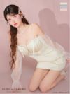 ROBE de FLEURS ローブドフルール ラメチュールシアーオフショルミニキャバドレス fm3566-c