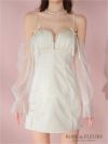 ROBE de FLEURS ローブドフルール ラメチュールシアーオフショルミニキャバドレス fm3566-c