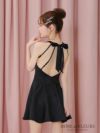 ROBE de FLEURS ローブドフルール サテンネックリボンバストジップフレアミニキャバドレス fm3597