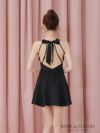 ROBE de FLEURS ローブドフルール サテンネックリボンバストジップフレアミニキャバドレス fm3597