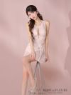 ROBE de FLEURS ローブドフルール バストジップノースリーブビジューミニキャバドレス fm3789