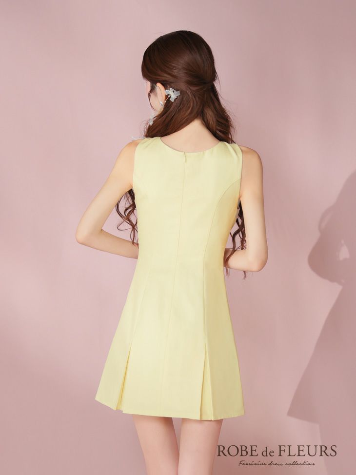 ROBE de FLEURS ローブドフルール バストジップノースリーブビジューミニキャバドレス fm3789