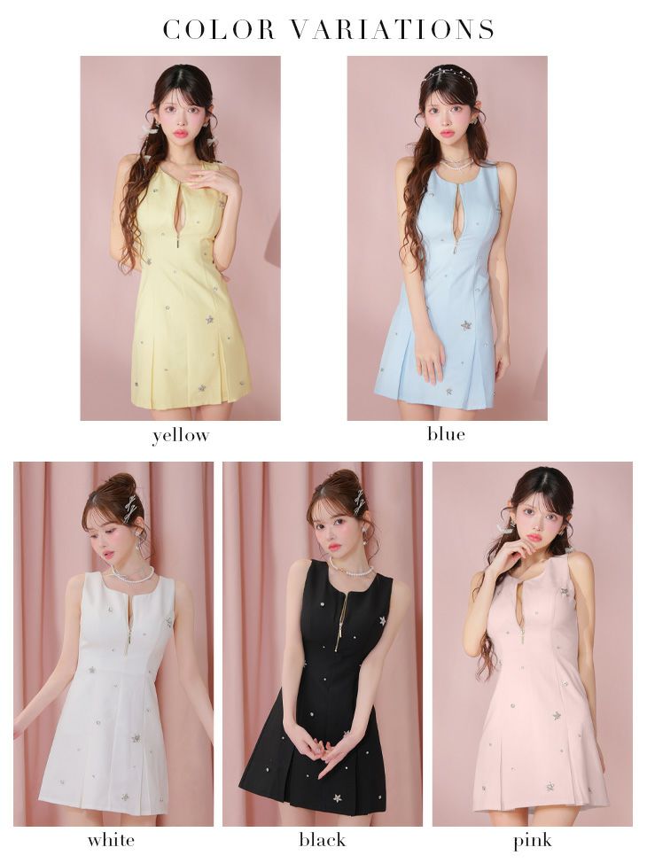 ROBE de FLEURS ローブドフルール バストジップノースリーブビジューミニキャバドレス fm3789-c